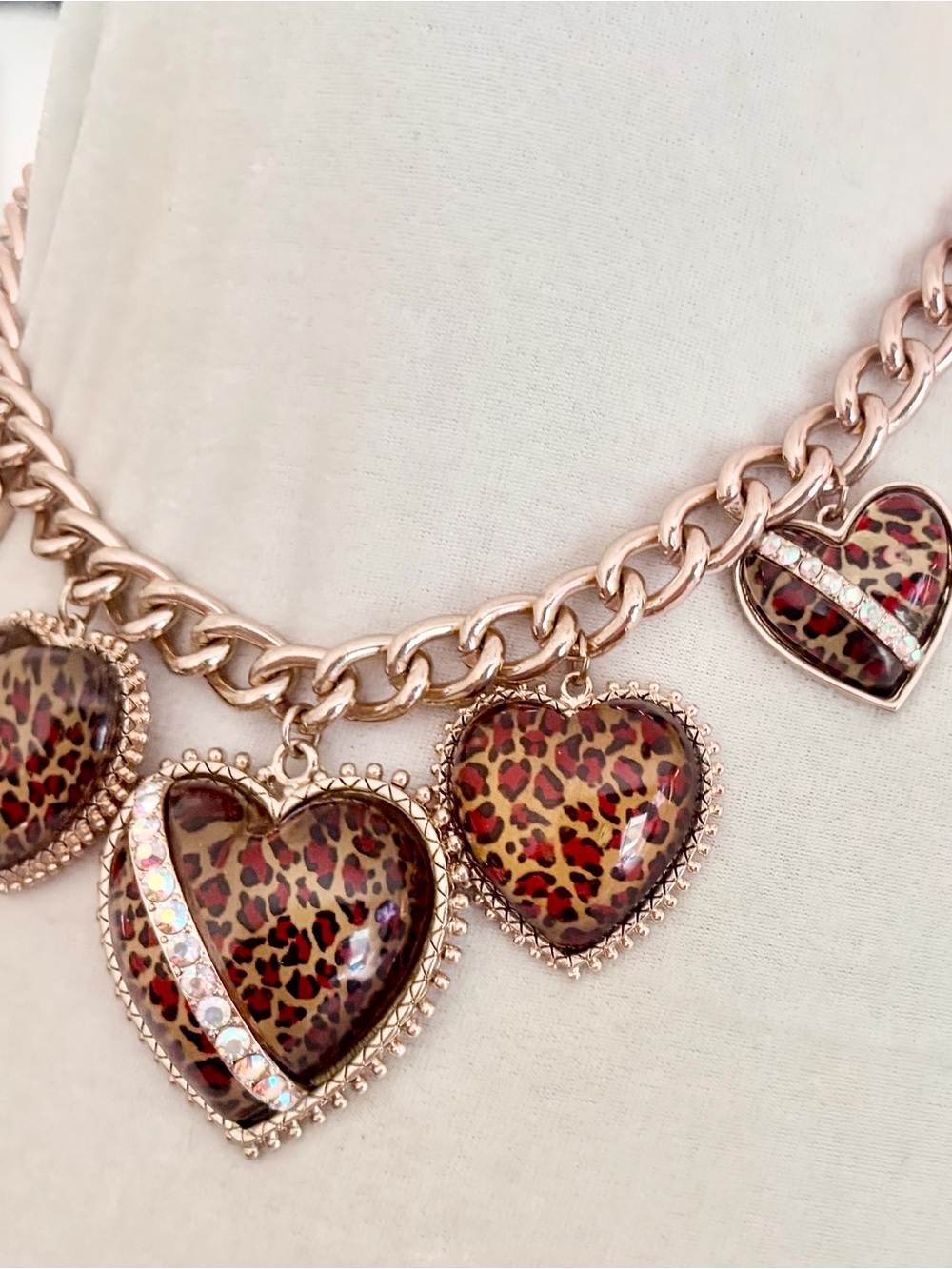 *Hard to Find* Betsey Johnson Leopard Print Heart Pendant Necklace